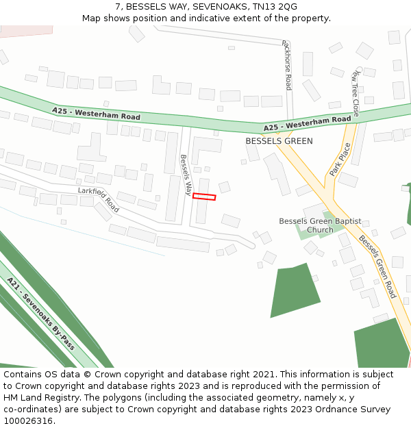 7, BESSELS WAY, SEVENOAKS, TN13 2QG: Location map and indicative extent of plot