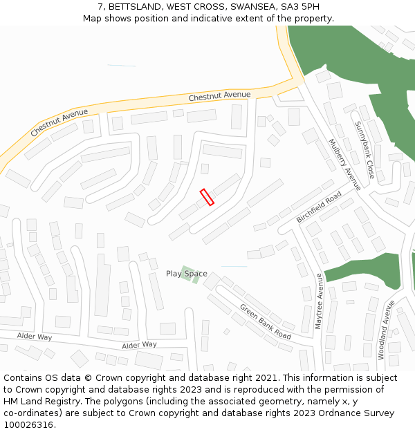 7, BETTSLAND, WEST CROSS, SWANSEA, SA3 5PH: Location map and indicative extent of plot
