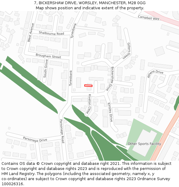 7, BICKERSHAW DRIVE, WORSLEY, MANCHESTER, M28 0GG: Location map and indicative extent of plot