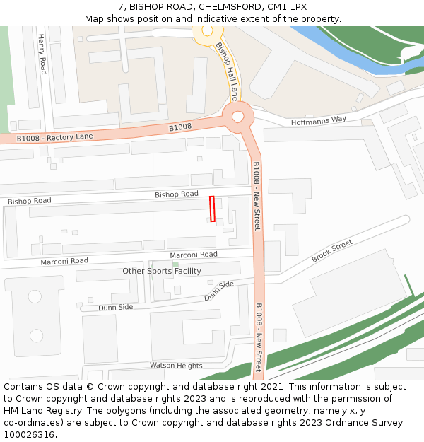 7, BISHOP ROAD, CHELMSFORD, CM1 1PX: Location map and indicative extent of plot