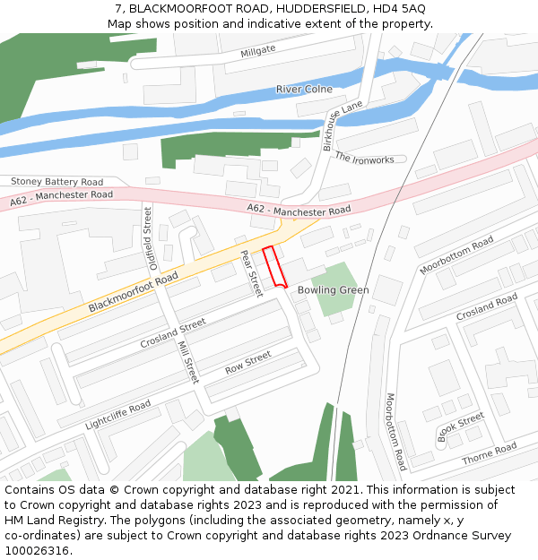 7, BLACKMOORFOOT ROAD, HUDDERSFIELD, HD4 5AQ: Location map and indicative extent of plot