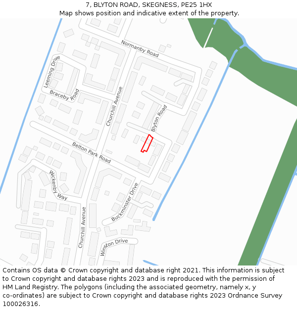 7, BLYTON ROAD, SKEGNESS, PE25 1HX: Location map and indicative extent of plot