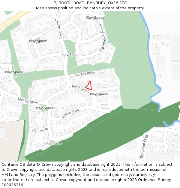 7, BOOTH ROAD, BANBURY, OX16 1EG: Location map and indicative extent of plot