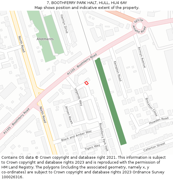 7, BOOTHFERRY PARK HALT, HULL, HU4 6AY: Location map and indicative extent of plot