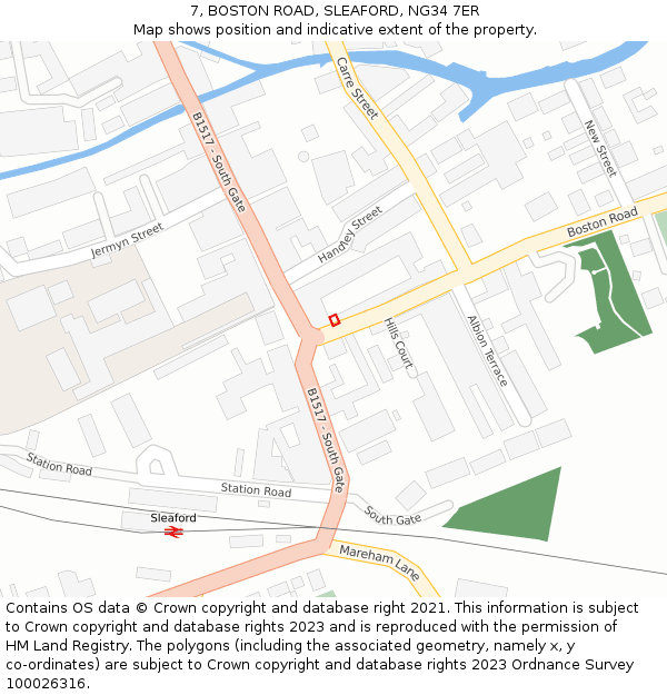 7, BOSTON ROAD, SLEAFORD, NG34 7ER: Location map and indicative extent of plot