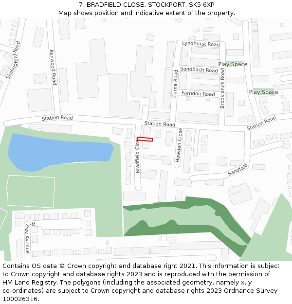 7, BRADFIELD CLOSE, STOCKPORT, SK5 6XP: Location map and indicative extent of plot