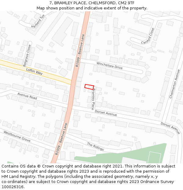 7, BRAMLEY PLACE, CHELMSFORD, CM2 9TF: Location map and indicative extent of plot