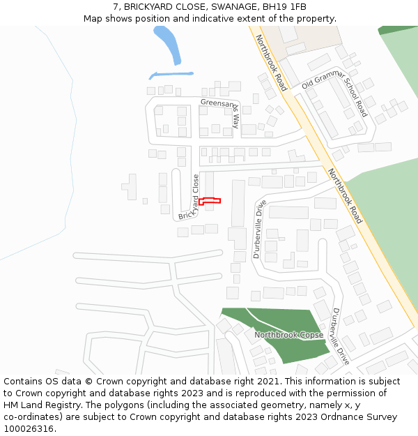 7, BRICKYARD CLOSE, SWANAGE, BH19 1FB: Location map and indicative extent of plot
