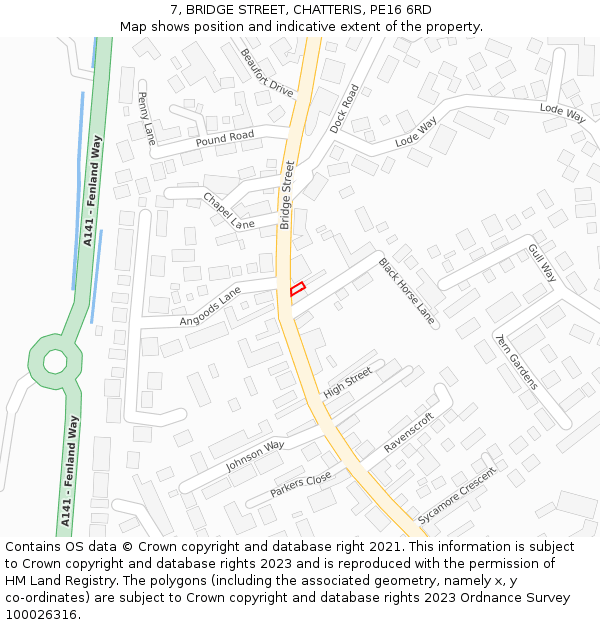7, BRIDGE STREET, CHATTERIS, PE16 6RD: Location map and indicative extent of plot