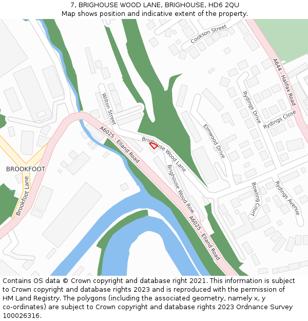 7, BRIGHOUSE WOOD LANE, BRIGHOUSE, HD6 2QU: Location map and indicative extent of plot
