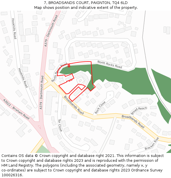 7, BROADSANDS COURT, PAIGNTON, TQ4 6LD: Location map and indicative extent of plot