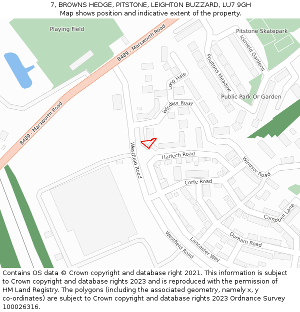 7, BROWNS HEDGE, PITSTONE, LEIGHTON BUZZARD, LU7 9GH: Location map and indicative extent of plot