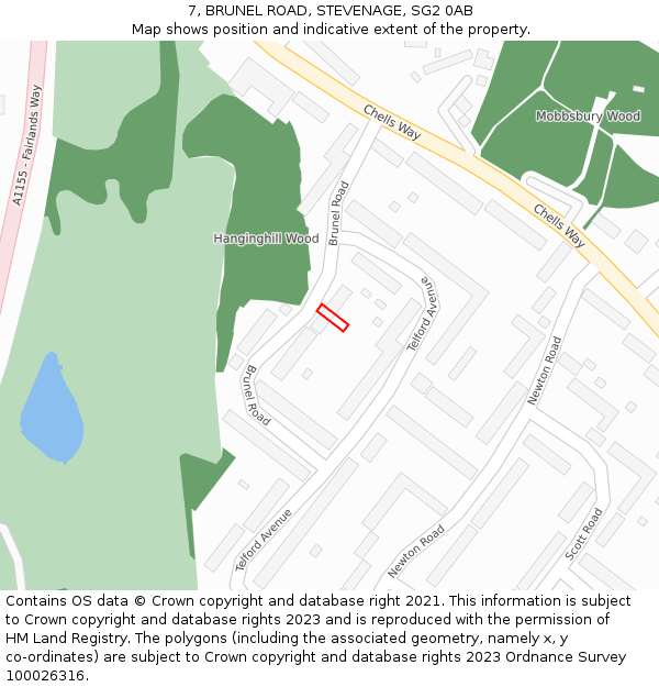 7, BRUNEL ROAD, STEVENAGE, SG2 0AB: Location map and indicative extent of plot