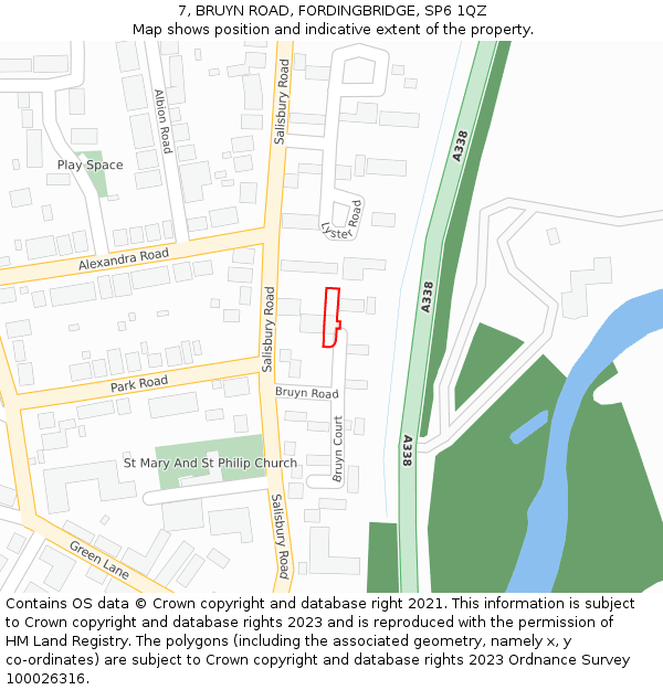 7, BRUYN ROAD, FORDINGBRIDGE, SP6 1QZ: Location map and indicative extent of plot