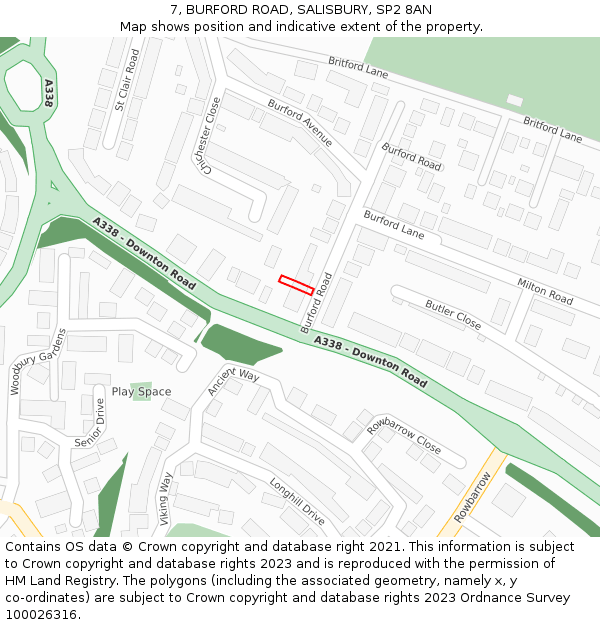 7, BURFORD ROAD, SALISBURY, SP2 8AN: Location map and indicative extent of plot