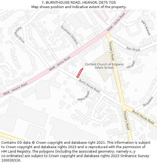 7, BURNTHOUSE ROAD, HEANOR, DE75 7GS: Location map and indicative extent of plot