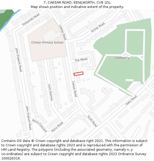 7, CAESAR ROAD, KENILWORTH, CV8 1DL: Location map and indicative extent of plot