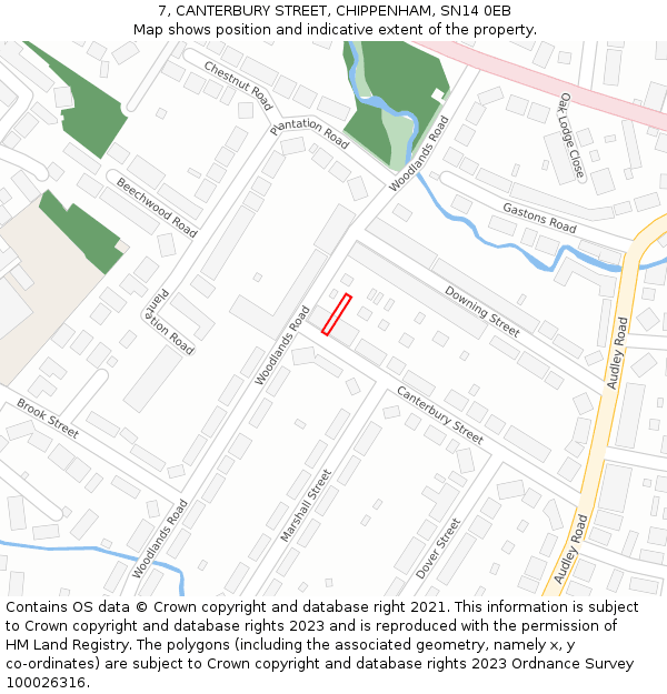 7, CANTERBURY STREET, CHIPPENHAM, SN14 0EB: Location map and indicative extent of plot