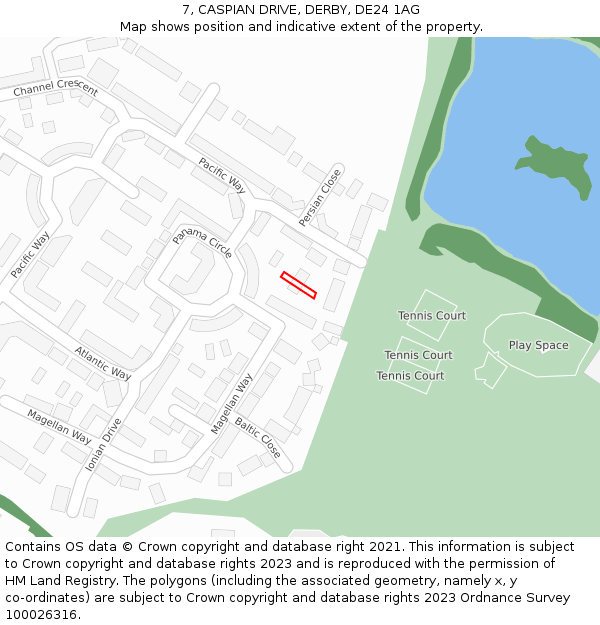 7, CASPIAN DRIVE, DERBY, DE24 1AG: Location map and indicative extent of plot
