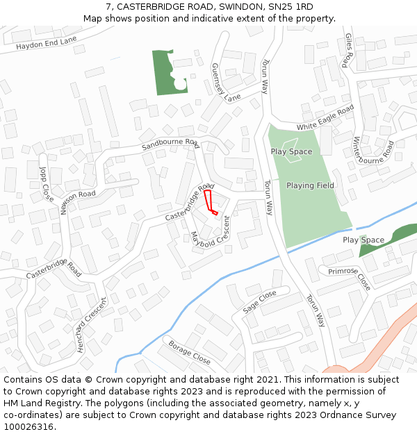 7, CASTERBRIDGE ROAD, SWINDON, SN25 1RD: Location map and indicative extent of plot