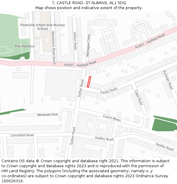7, CASTLE ROAD, ST ALBANS, AL1 5DQ: Location map and indicative extent of plot