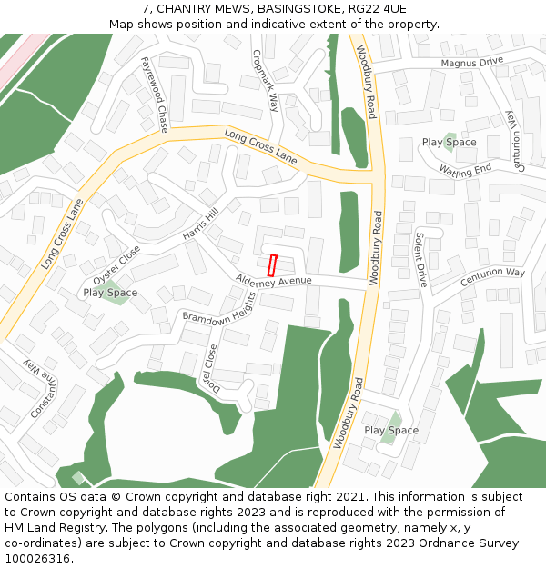 7, CHANTRY MEWS, BASINGSTOKE, RG22 4UE: Location map and indicative extent of plot