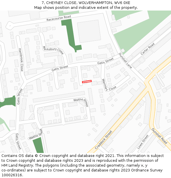 7, CHEYNEY CLOSE, WOLVERHAMPTON, WV6 0XE: Location map and indicative extent of plot
