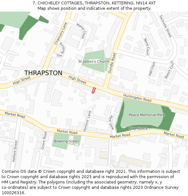 7, CHICHELEY COTTAGES, THRAPSTON, KETTERING, NN14 4XT: Location map and indicative extent of plot