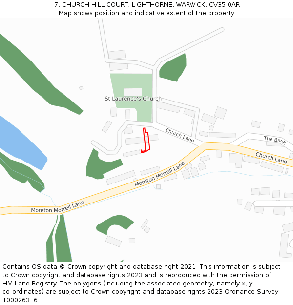 7, CHURCH HILL COURT, LIGHTHORNE, WARWICK, CV35 0AR: Location map and indicative extent of plot