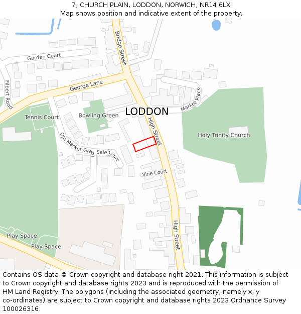 7, CHURCH PLAIN, LODDON, NORWICH, NR14 6LX: Location map and indicative extent of plot
