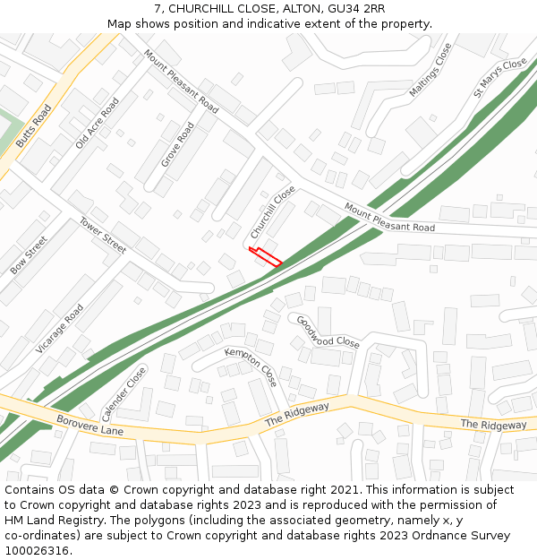 7, CHURCHILL CLOSE, ALTON, GU34 2RR: Location map and indicative extent of plot
