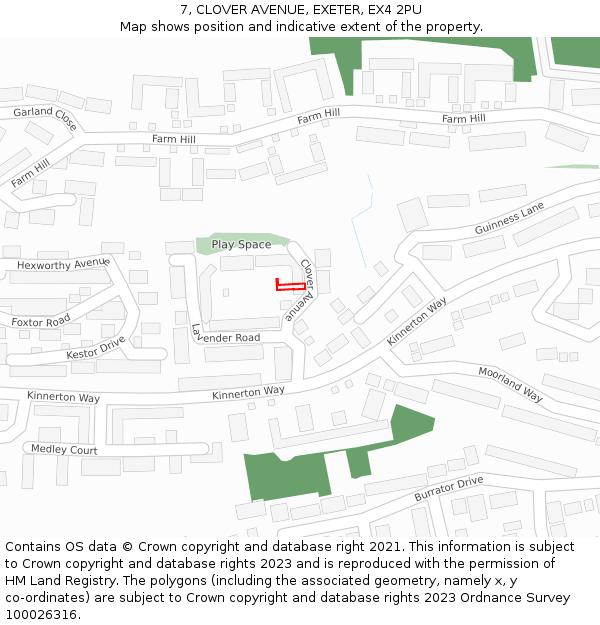 7, CLOVER AVENUE, EXETER, EX4 2PU: Location map and indicative extent of plot