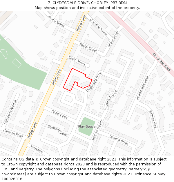 7, CLYDESDALE DRIVE, CHORLEY, PR7 3DN: Location map and indicative extent of plot