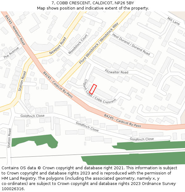 7, COBB CRESCENT, CALDICOT, NP26 5BY: Location map and indicative extent of plot