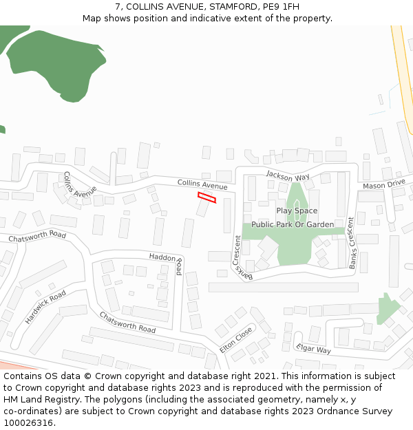 7, COLLINS AVENUE, STAMFORD, PE9 1FH: Location map and indicative extent of plot