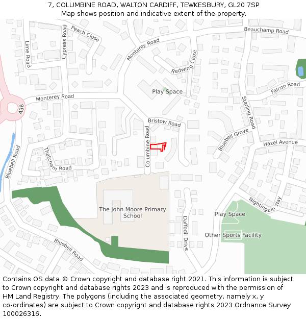 7, COLUMBINE ROAD, WALTON CARDIFF, TEWKESBURY, GL20 7SP: Location map and indicative extent of plot