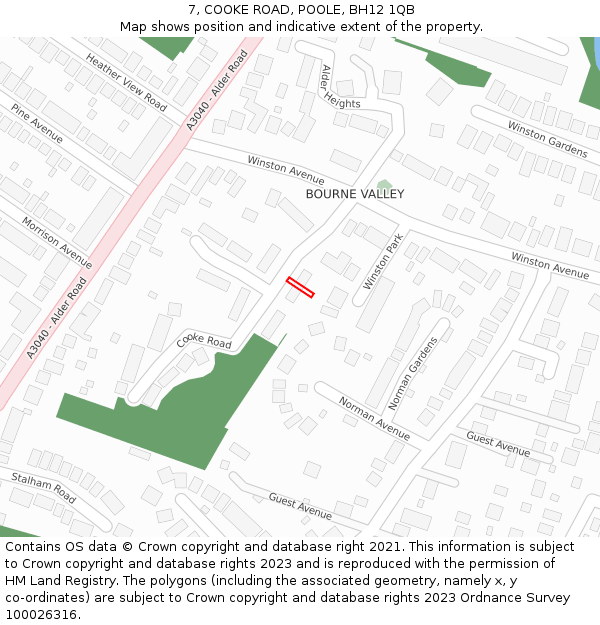 7, COOKE ROAD, POOLE, BH12 1QB: Location map and indicative extent of plot