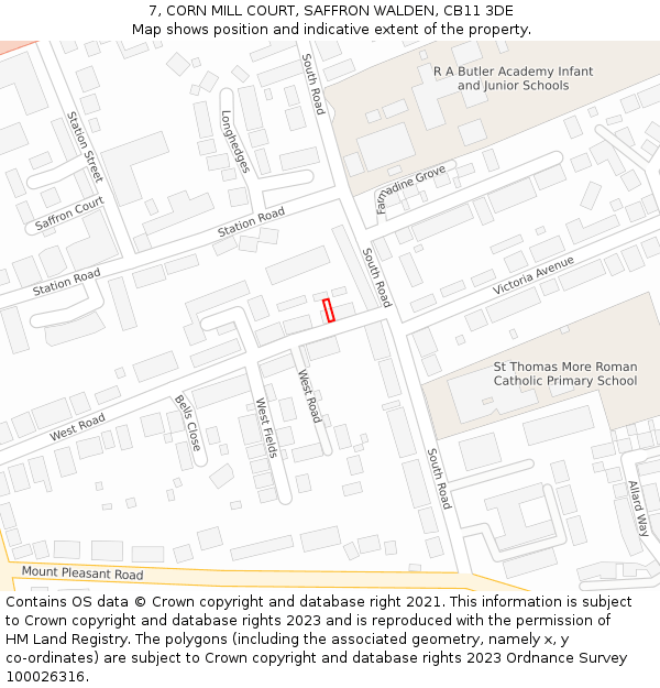 7, CORN MILL COURT, SAFFRON WALDEN, CB11 3DE: Location map and indicative extent of plot