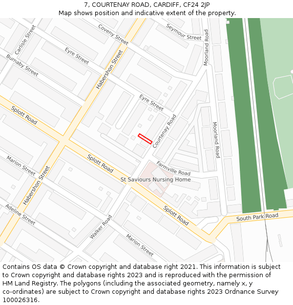 7, COURTENAY ROAD, CARDIFF, CF24 2JP: Location map and indicative extent of plot