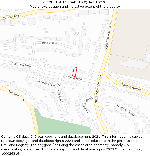 7, COURTLAND ROAD, TORQUAY, TQ2 6JU: Location map and indicative extent of plot