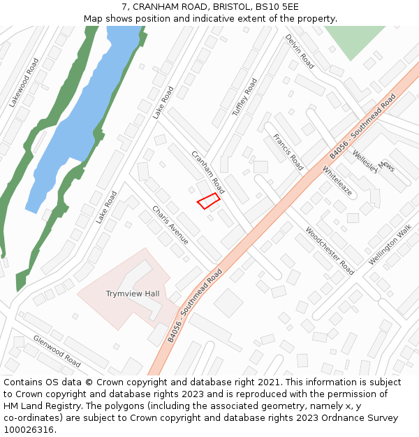 7, CRANHAM ROAD, BRISTOL, BS10 5EE: Location map and indicative extent of plot