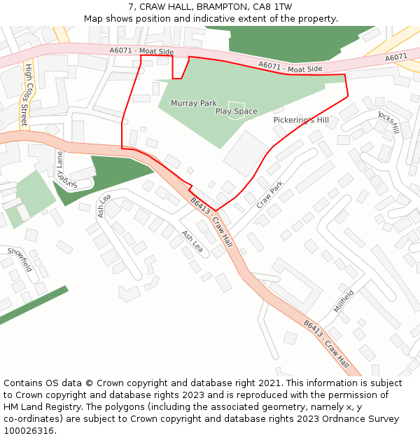 7, CRAW HALL, BRAMPTON, CA8 1TW: Location map and indicative extent of plot