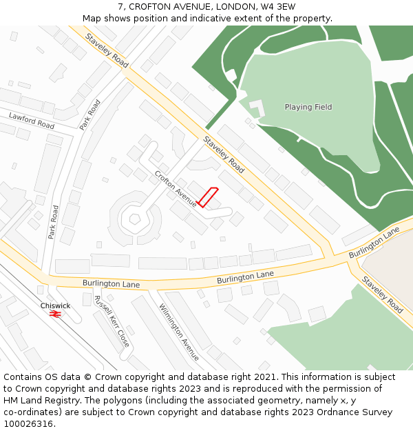 7, CROFTON AVENUE, LONDON, W4 3EW: Location map and indicative extent of plot