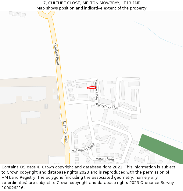 7, CULTURE CLOSE, MELTON MOWBRAY, LE13 1NP: Location map and indicative extent of plot