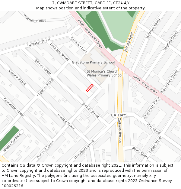7, CWMDARE STREET, CARDIFF, CF24 4JY: Location map and indicative extent of plot