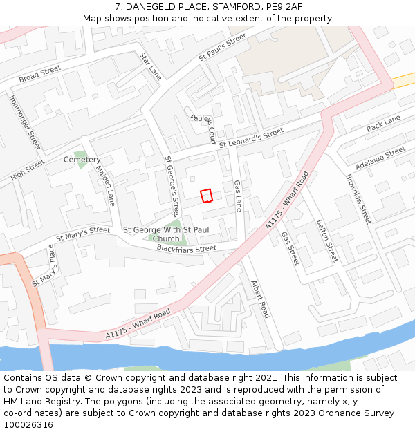7, DANEGELD PLACE, STAMFORD, PE9 2AF: Location map and indicative extent of plot