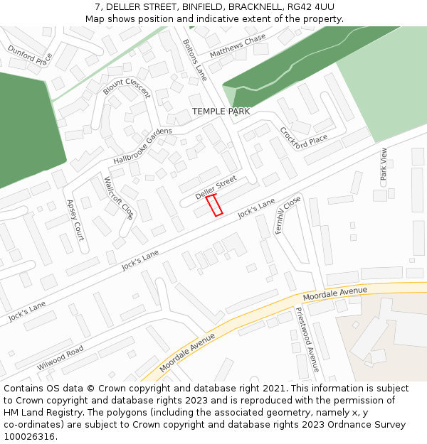 7, DELLER STREET, BINFIELD, BRACKNELL, RG42 4UU: Location map and indicative extent of plot