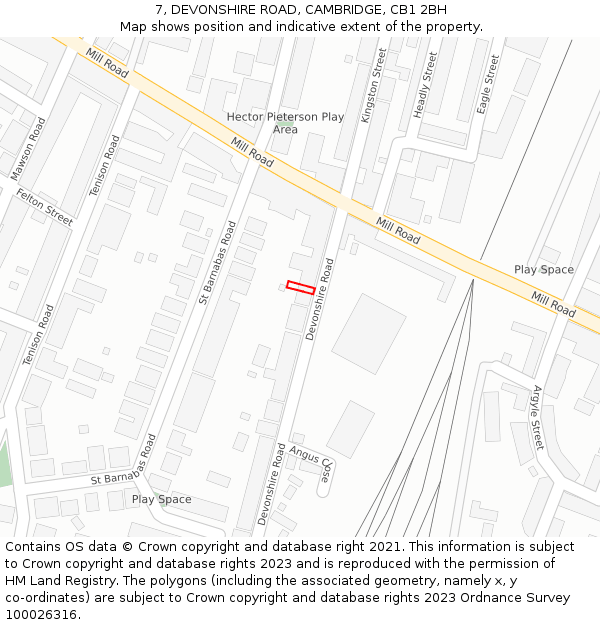 7, DEVONSHIRE ROAD, CAMBRIDGE, CB1 2BH: Location map and indicative extent of plot