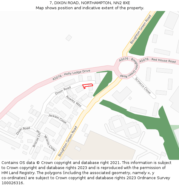 7, DIXON ROAD, NORTHAMPTON, NN2 8XE: Location map and indicative extent of plot