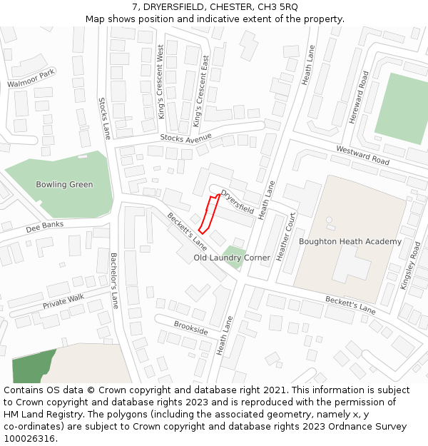 7, DRYERSFIELD, CHESTER, CH3 5RQ: Location map and indicative extent of plot